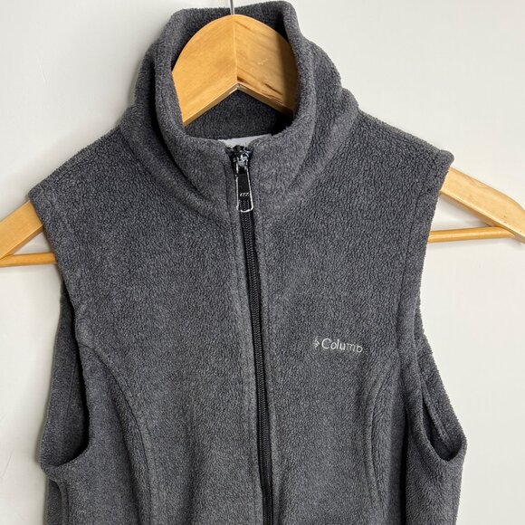 🤍 Columbia Women’s Fleece Vest Gray Charcoal Heather Size PXS Petite Extra SM - Picture 4 of 5